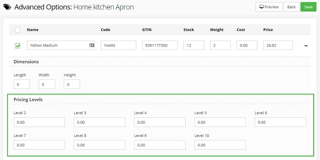 Adv Options Price Configuration
