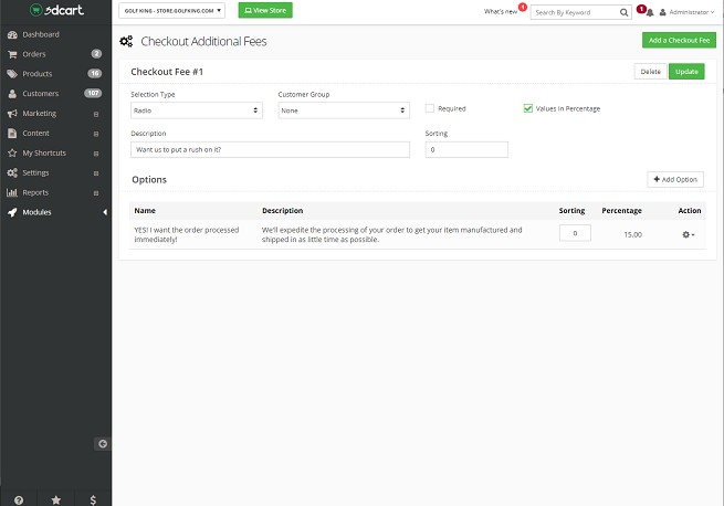 Checkout Additional Fees