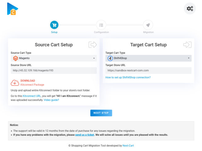 Next-Cart Store Migration