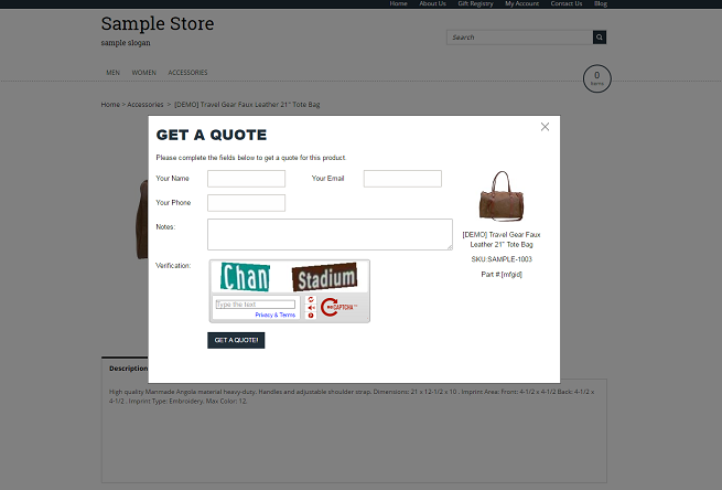 Product Page Get-a-Quote